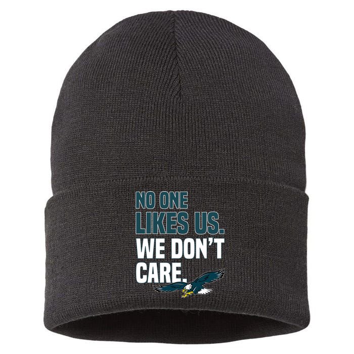 No One Likes Us We Don't Care Philadelphia Philly Fan Sustainable Knit Beanie