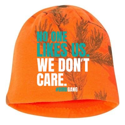 No One Likes Us We Don't Care Vintage Motivational Philly Kati - Camo Knit Beanie