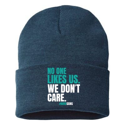 No One Likes Us We Don't Care Vintage Motivational Philly Sustainable Knit Beanie