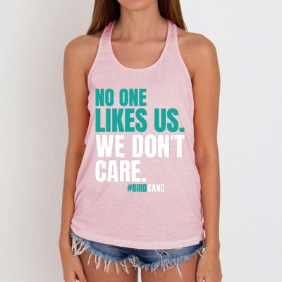 No One Likes Us We Don't Care Vintage Motivational Philly Women's Knotted Racerback Tank