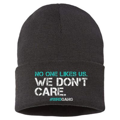 No One Likes Us We DonT Care Vintage Motivational Sustainable Knit Beanie