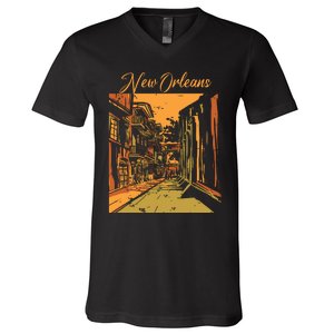 New Orleans Louisiana Souvenir Bourbon Street V-Neck T-Shirt