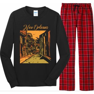 New Orleans Louisiana Souvenir Bourbon Street Long Sleeve Pajama Set