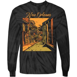 New Orleans Louisiana Souvenir Bourbon Street Tie-Dye Long Sleeve Shirt