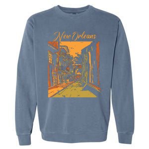 New Orleans Louisiana Souvenir Bourbon Street Garment-Dyed Sweatshirt