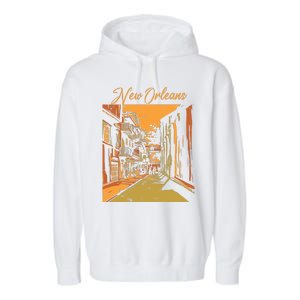 New Orleans Louisiana Souvenir Bourbon Street Garment-Dyed Fleece Hoodie