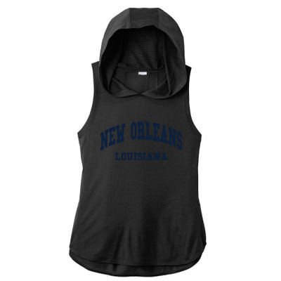 New Orleans Louisiana Throwback Design Ladies PosiCharge Tri-Blend Wicking Draft Hoodie Tank