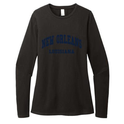 New Orleans Louisiana Throwback Design Womens CVC Long Sleeve Shirt