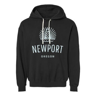 Newport Oregon Lighthouse Coast Souvenir Garment-Dyed Fleece Hoodie