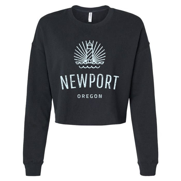 Newport Oregon Lighthouse Coast Souvenir Cropped Pullover Crew