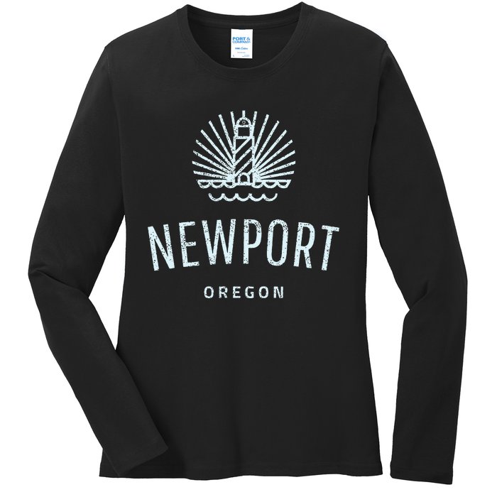 Newport Oregon Lighthouse Coast Souvenir Ladies Long Sleeve Shirt