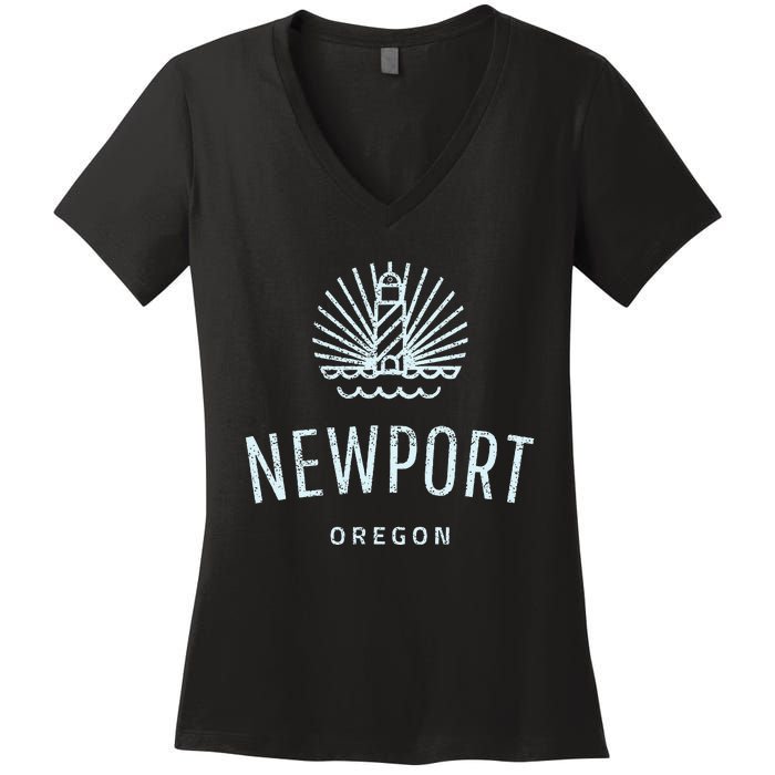 Newport Oregon Lighthouse Coast Souvenir Women's V-Neck T-Shirt