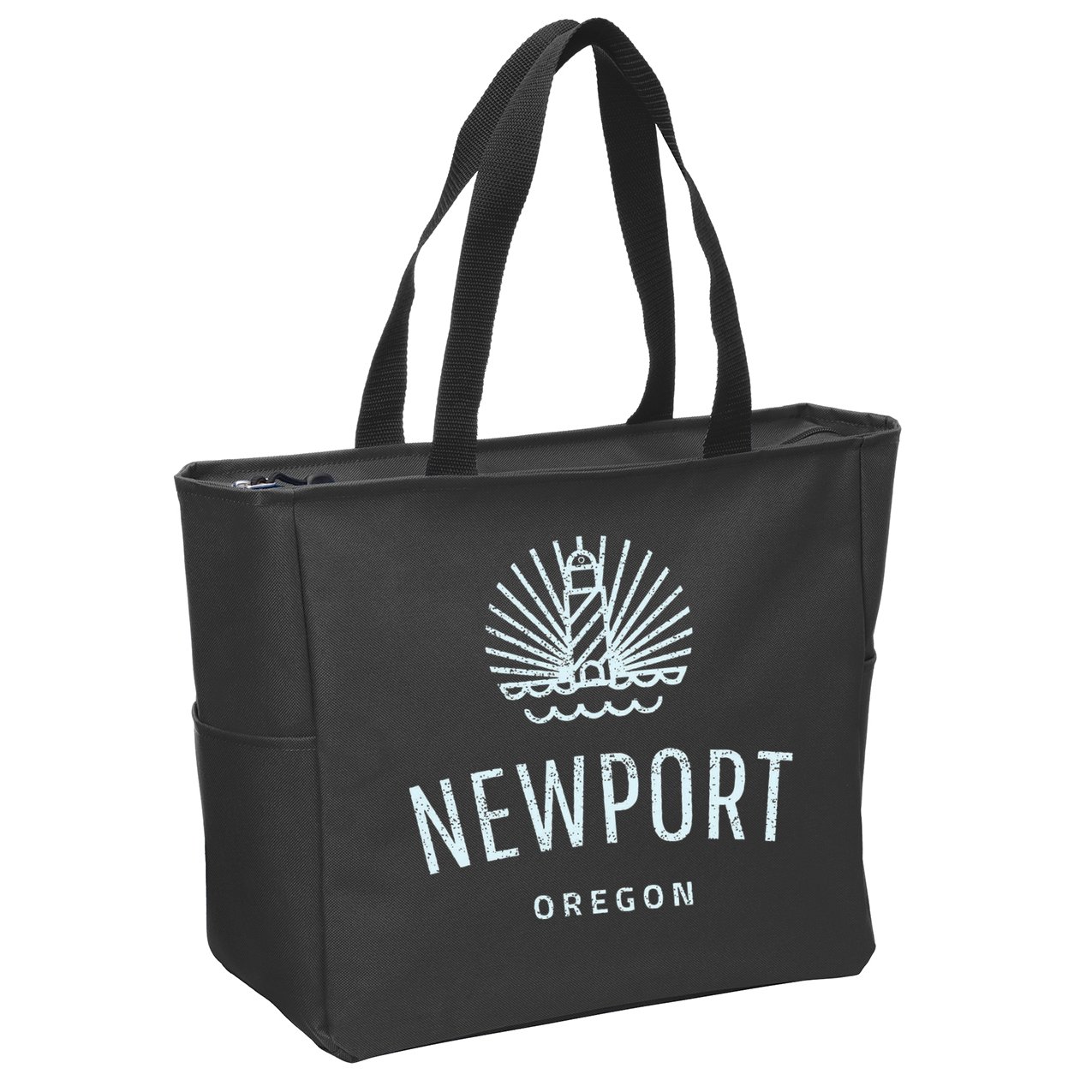 Newport Oregon Lighthouse Coast Souvenir Zip Tote Bag