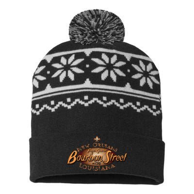 New Orleans Louisiana Bourbon Street French Quarter USA-Made Snowflake Beanie