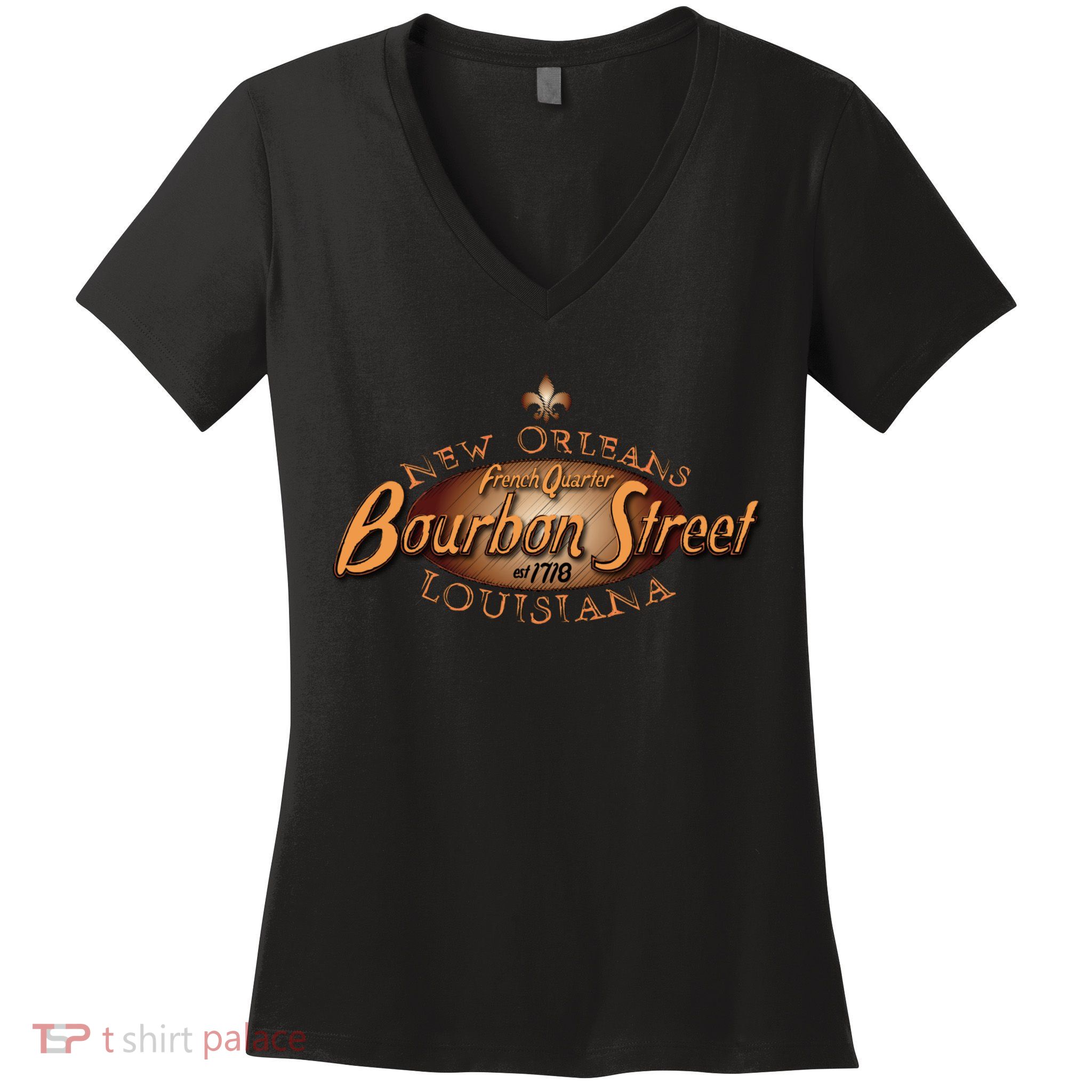 New Orleans Louisiana Bourbon Street French Quarter Women's V-Neck T-Shirt