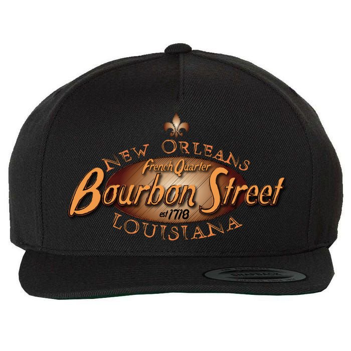 New Orleans Louisiana Bourbon Street French Quarter Wool Snapback Cap