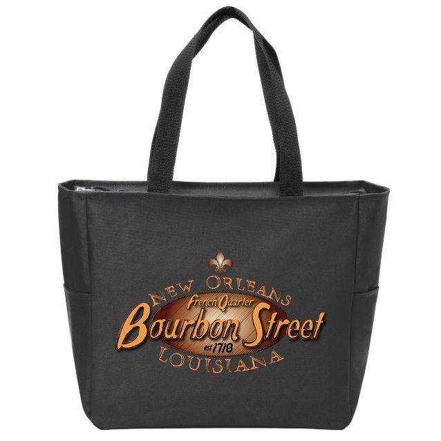 New Orleans Louisiana Bourbon Street French Quarter Zip Tote Bag