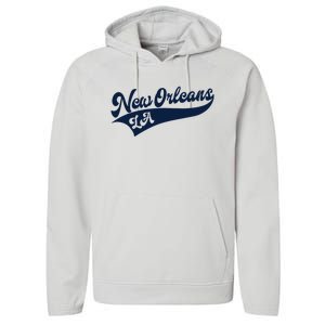 New Orleans Louisiana Retro Throwback Design Classic Performance Fleece Hoodie