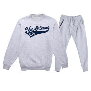 New Orleans Louisiana Retro Throwback Design Classic Premium Crewneck Sweatsuit Set