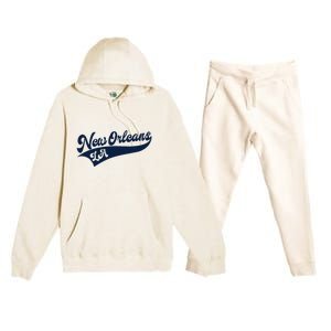 New Orleans Louisiana Retro Throwback Design Classic Premium Hooded Sweatsuit Set