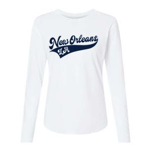 New Orleans Louisiana Retro Throwback Design Classic Womens Cotton Relaxed Long Sleeve T-Shirt