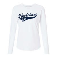 New Orleans Louisiana Retro Throwback Design Classic Womens Cotton Relaxed Long Sleeve T-Shirt