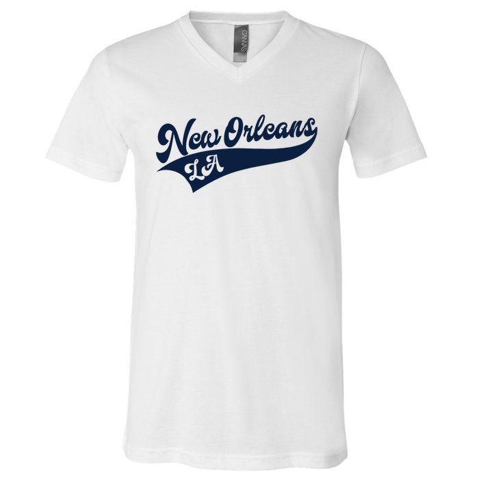 New Orleans Louisiana Retro Throwback Design Classic V-Neck T-Shirt