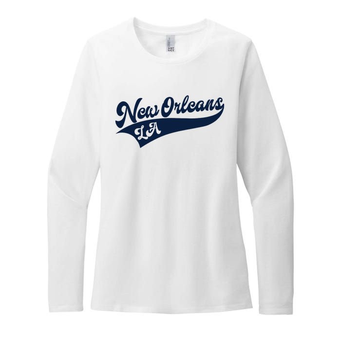 New Orleans Louisiana Retro Throwback Design Classic Womens CVC Long Sleeve Shirt