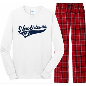 New Orleans Louisiana Retro Throwback Design Classic Long Sleeve Pajama Set