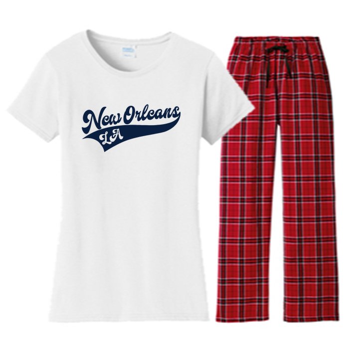 New Orleans Louisiana Retro Throwback Design Classic Women's Flannel Pajama Set