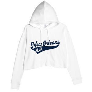 New Orleans Louisiana Retro Throwback Design Classic Crop Fleece Hoodie