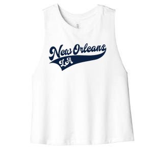 New Orleans Louisiana Retro Throwback Design Classic Women's Racerback Cropped Tank