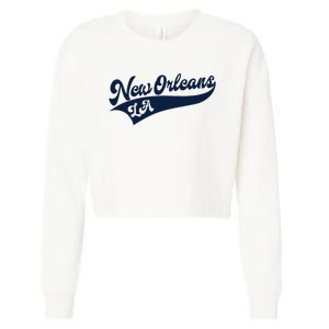 New Orleans Louisiana Retro Throwback Design Classic Cropped Pullover Crew