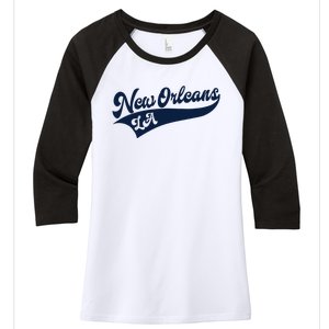 New Orleans Louisiana Retro Throwback Design Classic Women's Tri-Blend 3/4-Sleeve Raglan Shirt