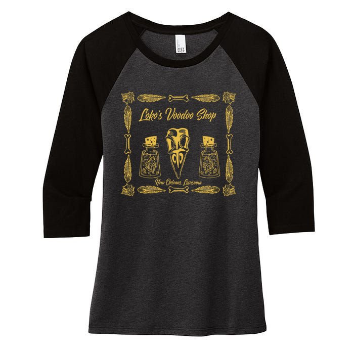 New Orleans Louisiana Voodoo Shop Souvenir Women's Tri-Blend 3/4-Sleeve Raglan Shirt