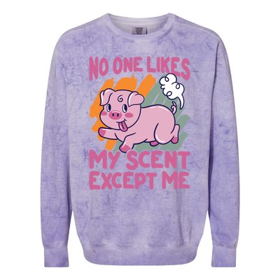 No One Likes My Scent Except Me Funny Farting Pig Funny Gift Colorblast Crewneck Sweatshirt