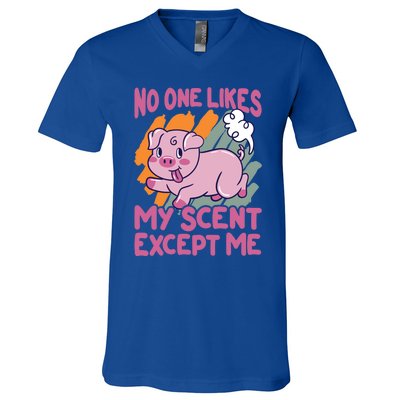 No One Likes My Scent Except Me Funny Farting Pig Funny Gift V-Neck T-Shirt