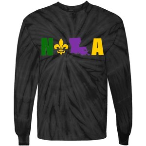 Nola Mardi Gras New Orleans Tie-Dye Long Sleeve Shirt