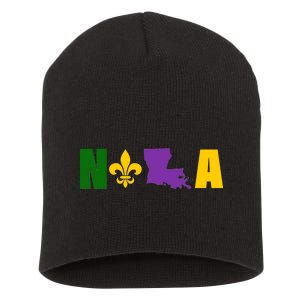 Nola Mardi Gras New Orleans Short Acrylic Beanie