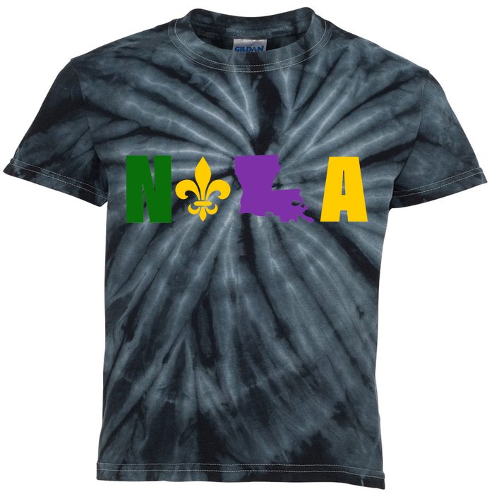 Nola Mardi Gras New Orleans Kids Tie-Dye T-Shirt