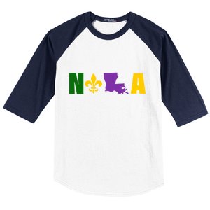 Nola Mardi Gras New Orleans Baseball Sleeve Shirt