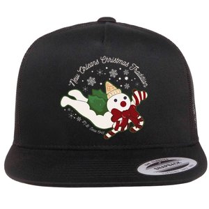 New Orleans Mr Bingle Christmas Tradition Snowmen Christmas Flat Bill Trucker Hat