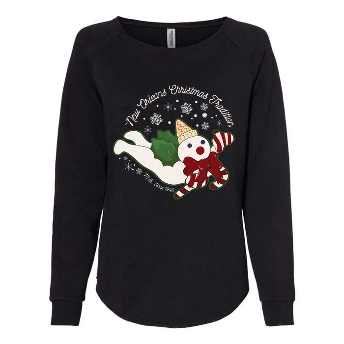 New Orleans Mr Bingle Christmas Tradition Snowmen Christmas Womens California Wash Sweatshirt