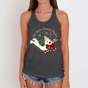 New Orleans Mr Bingle Christmas Tradition Snowmen Christmas Women's Knotted Racerback Tank