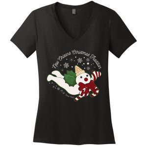 New Orleans Mr Bingle Christmas Tradition Snowmen Christmas Women's V-Neck T-Shirt