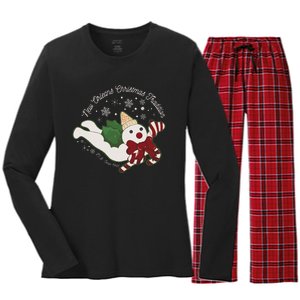 New Orleans Mr Bingle Christmas Tradition Snowmen Christmas Women's Long Sleeve Flannel Pajama Set 