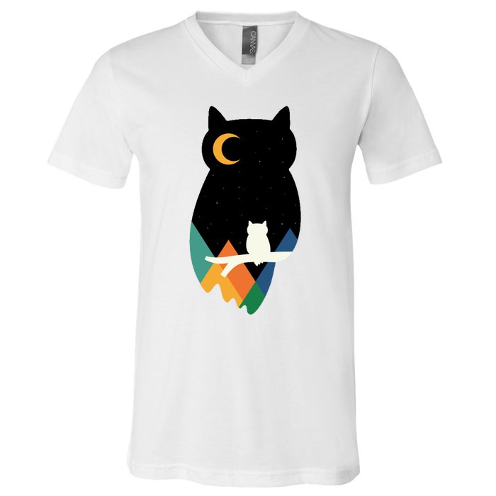 Night Owl Moon Pyramid V-Neck T-Shirt