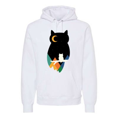 Night Owl Moon Pyramid Premium Hoodie