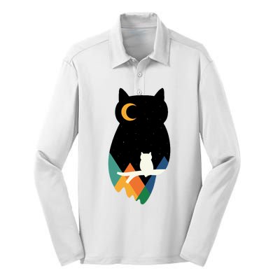 Night Owl Moon Pyramid Silk Touch Performance Long Sleeve Polo