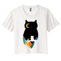 Night Owl Moon Pyramid Women's Crop Top Tee